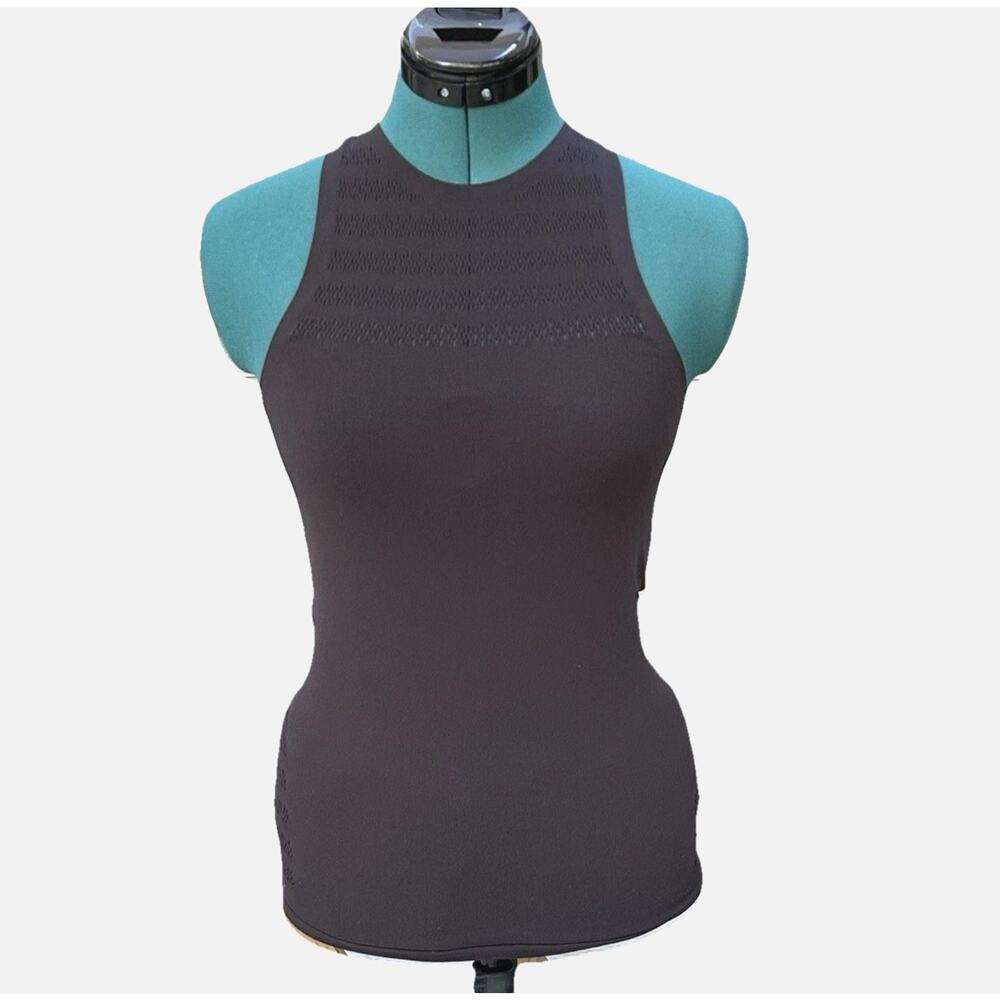 Lululemon‎ Reveal Tank Racerback Top Seamless High Neck Black Perforated Small